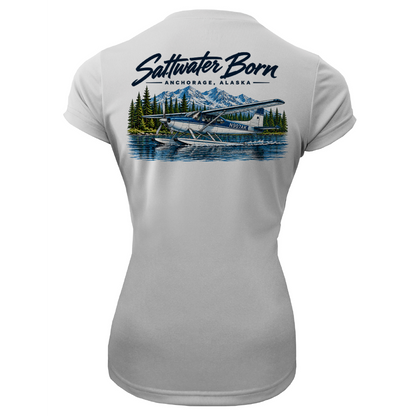 Anchorage, AK Bush Plane Women's Short Sleeve UPF 50+ Dry-Fit Shirt