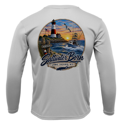 Long Island, NY Lighthouse Men's Long Sleeve UPF 50+ Dry-Fit Shirt