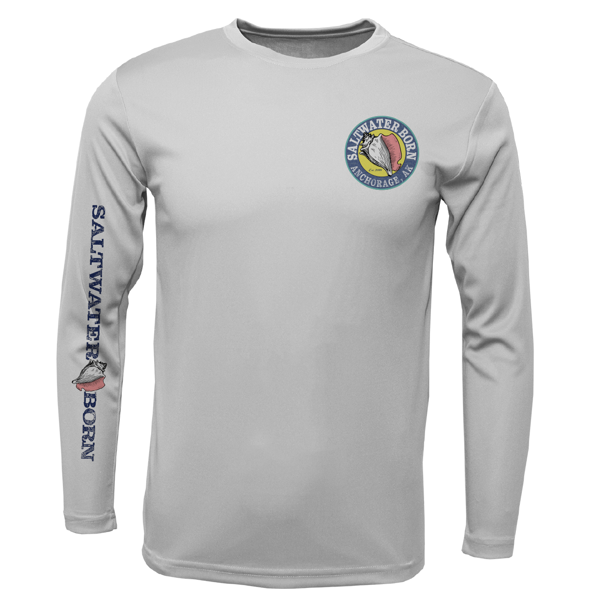 Anchorage, AK Northern Lights Whale Tail Boy's Long Sleeve UPF 50+ Dry-Fit Shirt