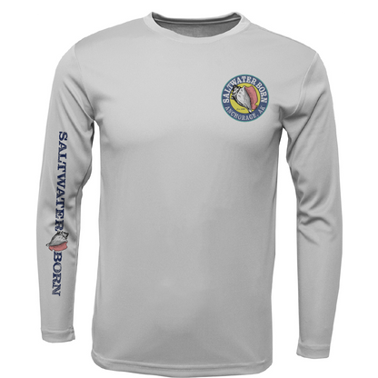 Anchorage, AK Northern Lights Whale Tail Boy's Long Sleeve UPF 50+ Dry-Fit Shirt
