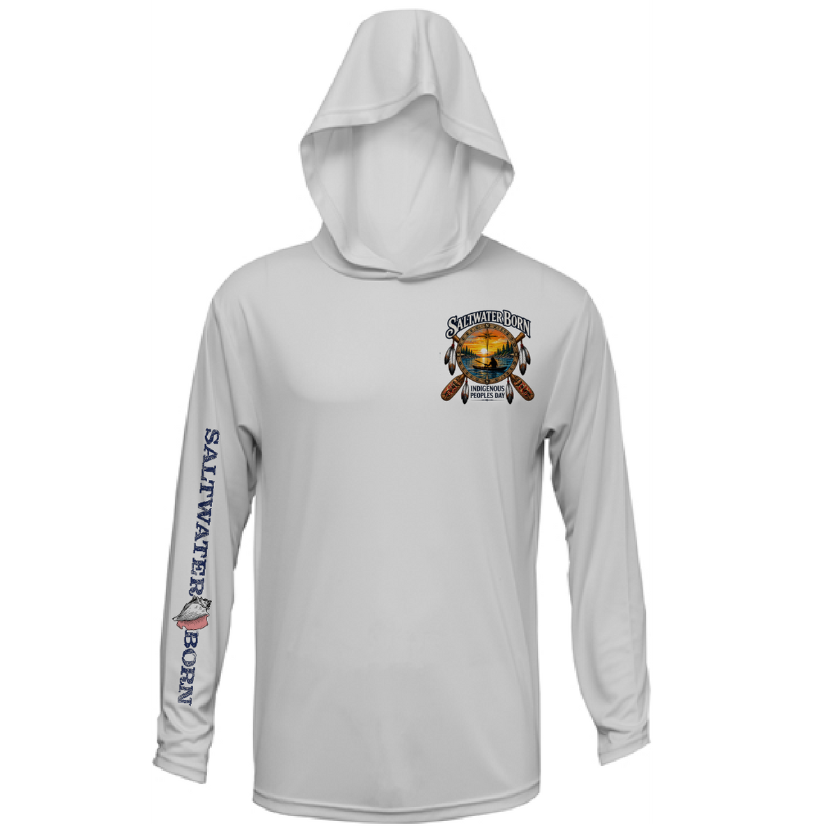 Indigenous People's Day Sunset Paddle Men's Long Sleeve UPF 50+ Dry-Fit Hoodie