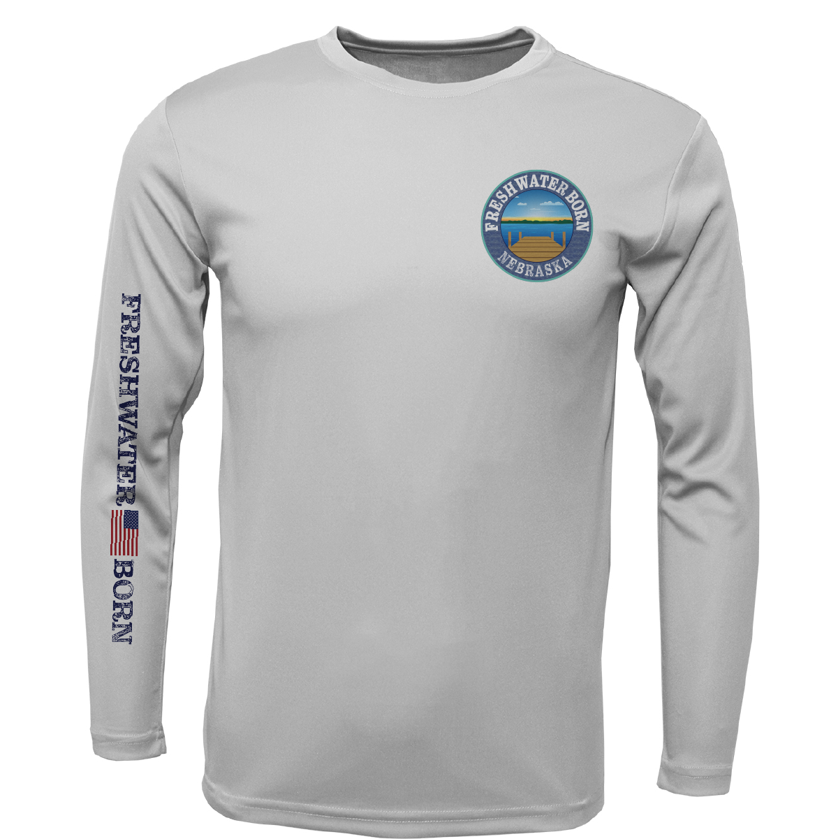 Nebraska Freshwater Born State Flag Men's Long Sleeve UPF 50+ Dry-Fit Shirt