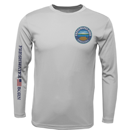 Nebraska Freshwater Born State Flag Men's Long Sleeve UPF 50+ Dry-Fit Shirt