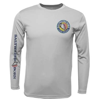 Long Island, NY State Flag Outline Men's Long Sleeve UPF 50+ Dry-Fit Shirt