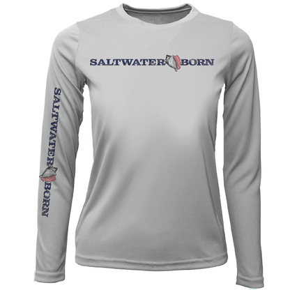 Key West, FL Saltwater Born Linear Logo Girl's Long Sleeve UPF 50+ Dry-Fit Shirt