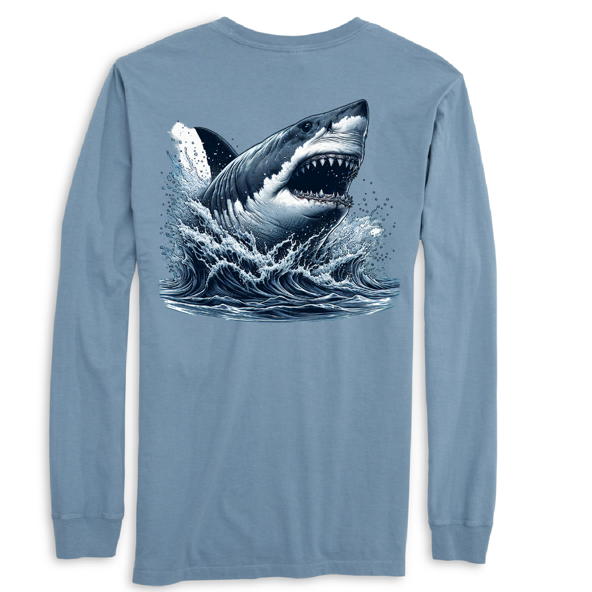 Cape Cod, MA Jaws Men's Cotton Long Sleeve Shirt