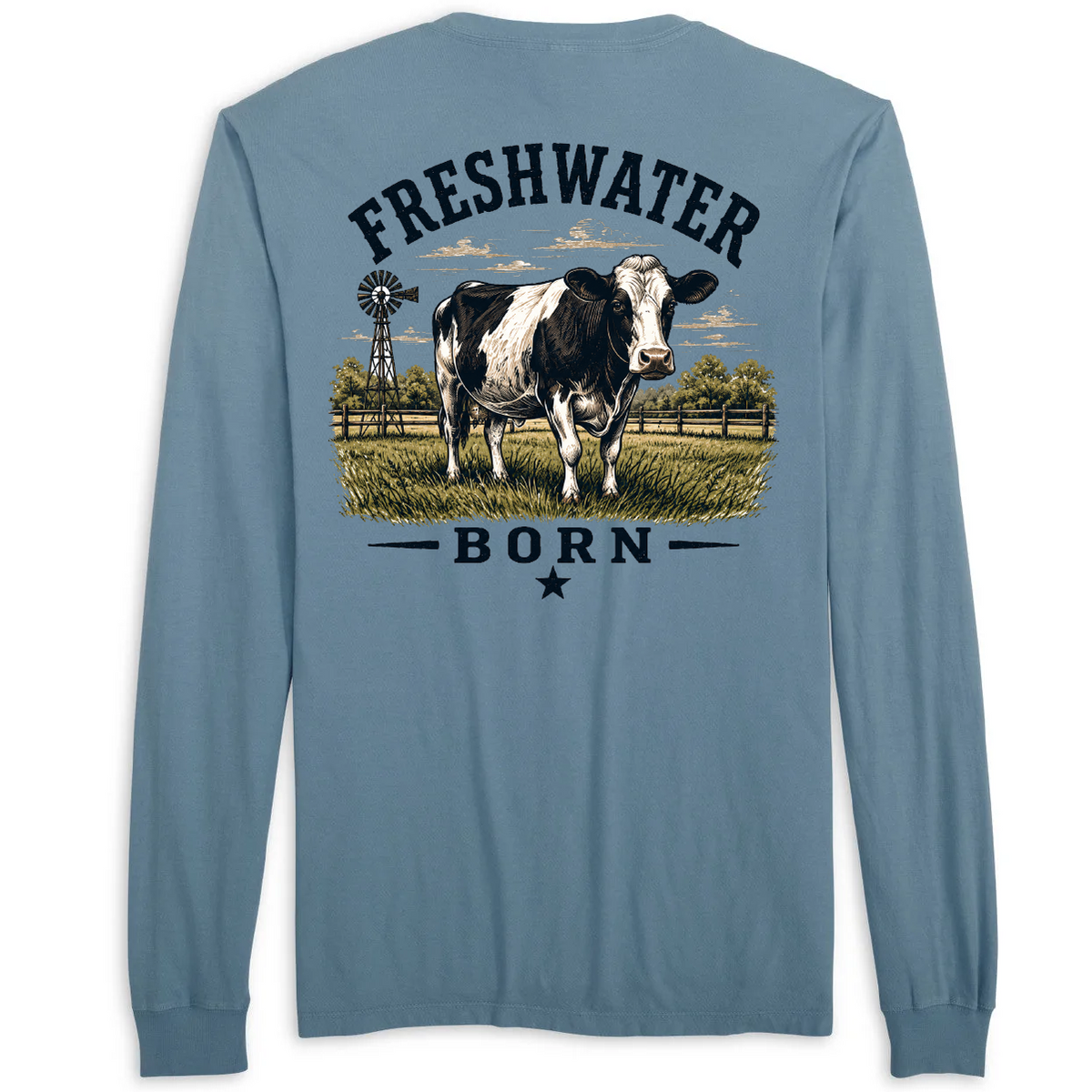 Freshwater Born- Holstein Cow Men's Cotton Long Sleeve Shirt