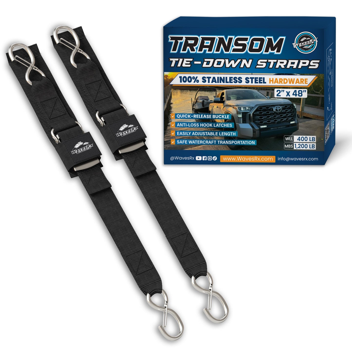 48" TRANSOM STRAPS SS