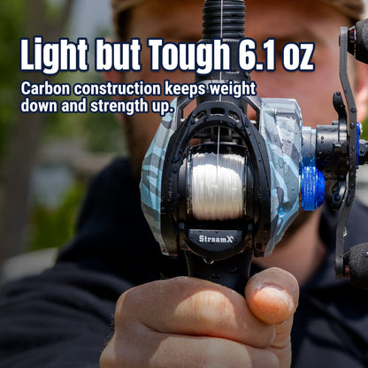 Reaction Tackle Baitcasting Fishing Reel- StreamX Edition- 7.5:1 gear ratio - NEW