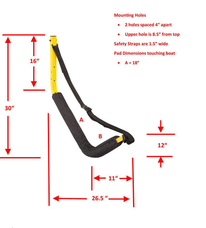 Indoor-Outdoor Kayak Wall Rack | Marine Grade | Holds 125 or 150 lbs