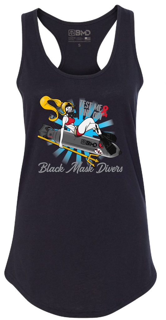 Black Mask Divers Womens Torpedo Racerback Tank Black