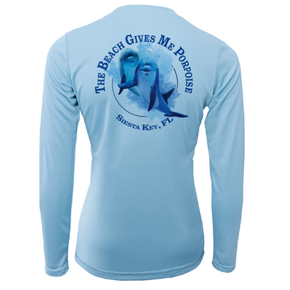 Siesta Key "The Beach Gives me Porpoise" Women's Long Sleeve UPF 50+ Dry-Fit Shirt