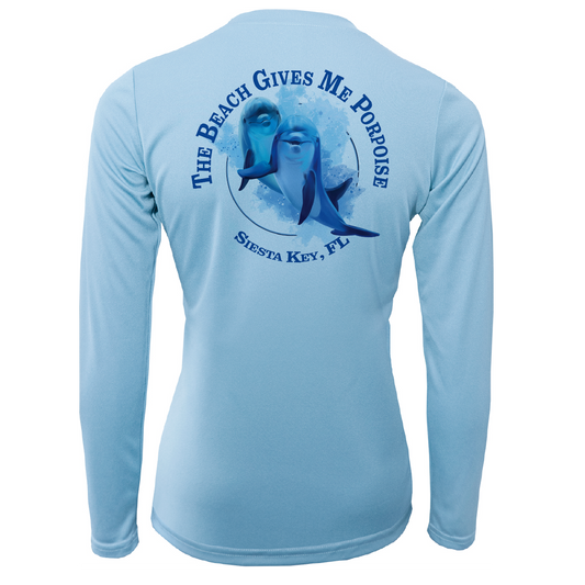 Siesta Key "The Beach Gives me Porpoise" Women's Long Sleeve UPF 50+ Dry-Fit Shirt