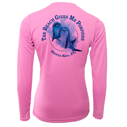 Siesta Key "The Beach Gives me Porpoise" Women's Long Sleeve UPF 50+ Dry-Fit Shirt