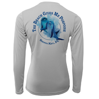 Siesta Key "The Beach Gives me Porpoise" Women's Long Sleeve UPF 50+ Dry-Fit Shirt
