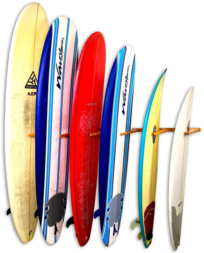 Holden Beach Surfboard Storage Vertical Wood Rack | Holds 6 Surfboards