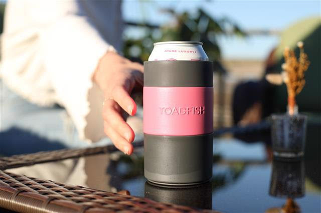 Toadfish Non-Tipping Can Cooler + Adapter - 12oz - Pink | SendIt Sailing