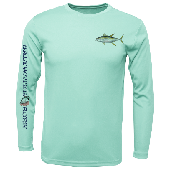 Yellowfin Tuna on Chest Long Sleeve UPF 50+ Dry-Fit Shirt