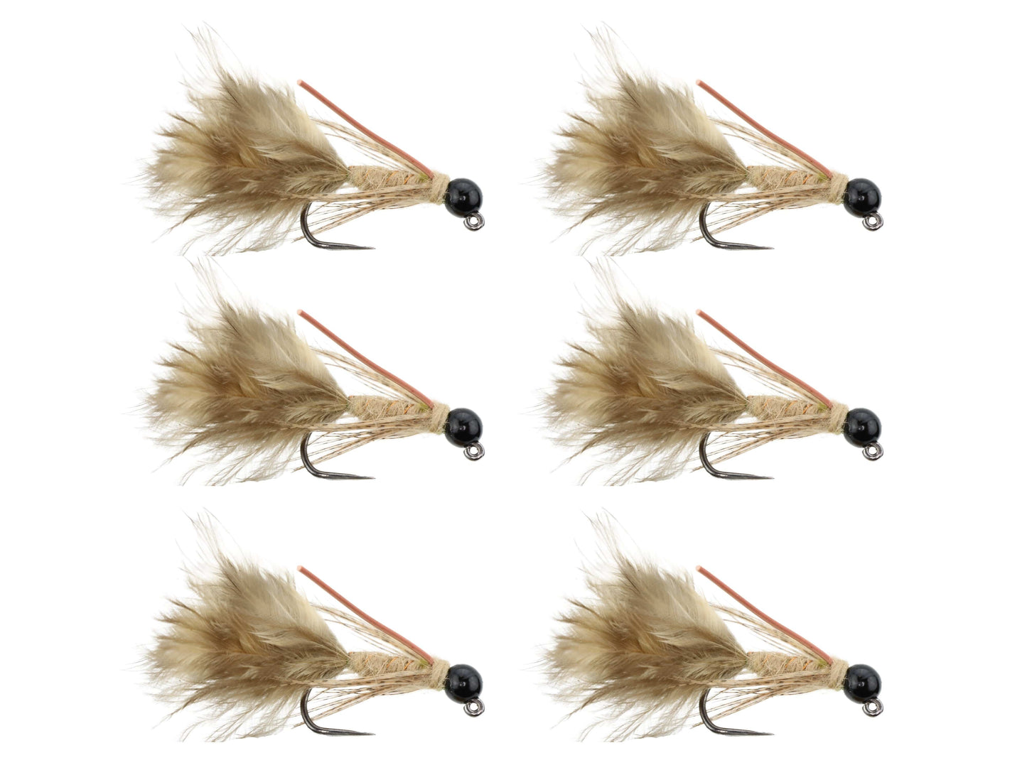 Wild Water Fly Fishing Tungsten Bead Head Tan Wooly Bugger with Rubber Legs, Size 10 (Qty 6) | SendIt Sailing