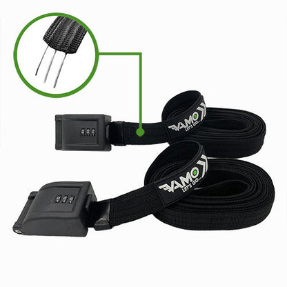Combination Locking Tie Down Straps w/ Interwoven Braided Steel Cables-Paddleboard-Surf-Kayak
