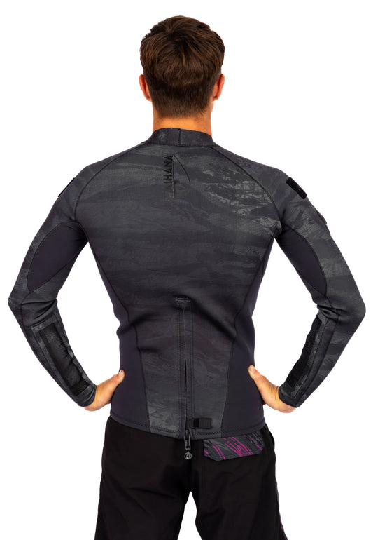 Men's Tropicam Black Rear-zip Surf Top