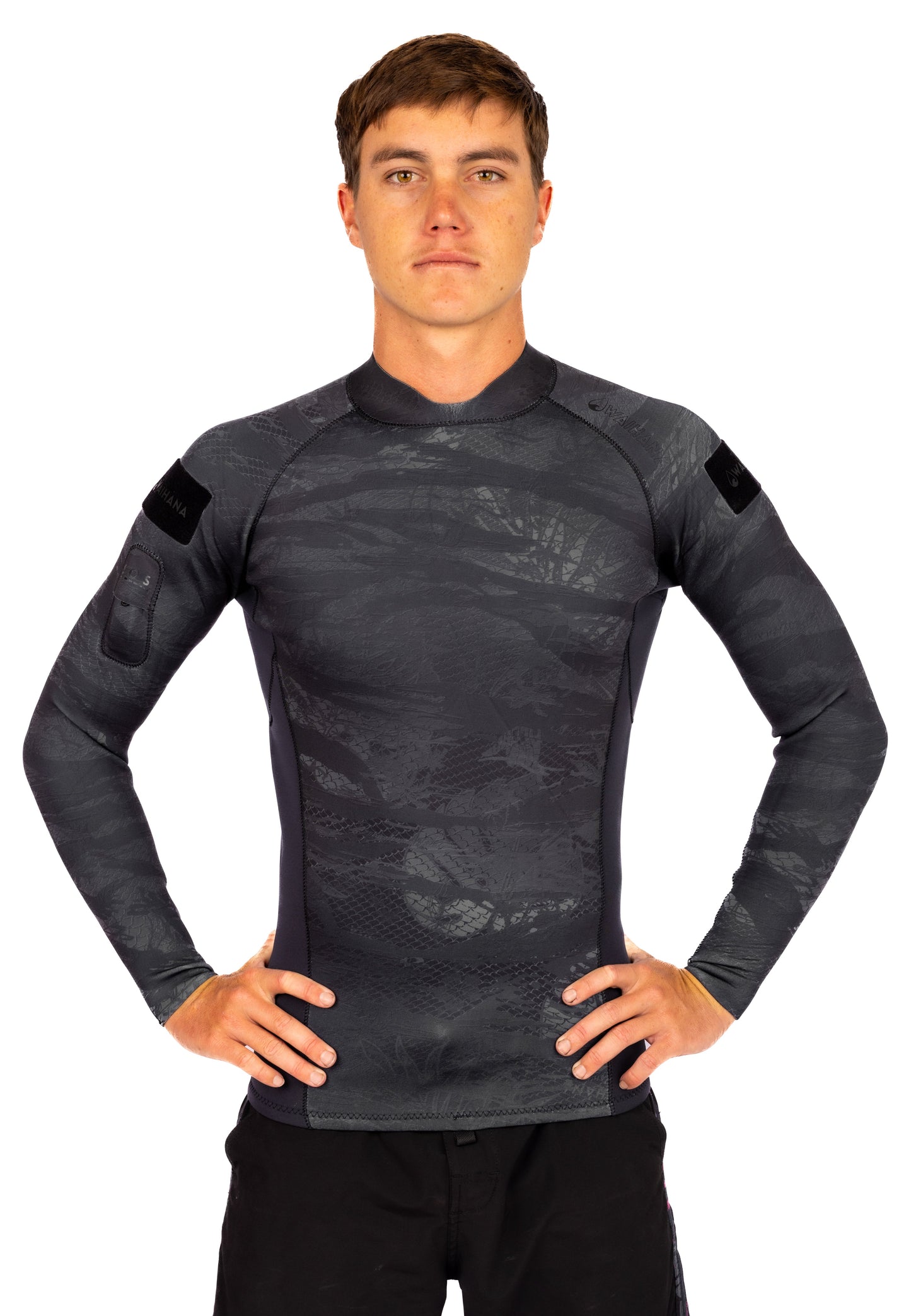 Men's Tropicam Black Rear-zip Surf Top