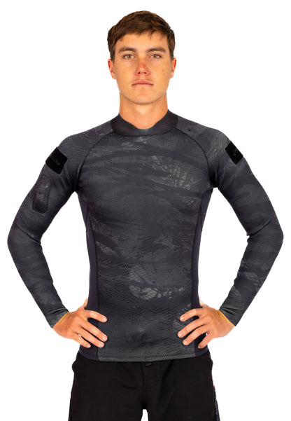 Men's Tropicam Black Rear-zip Surf Top