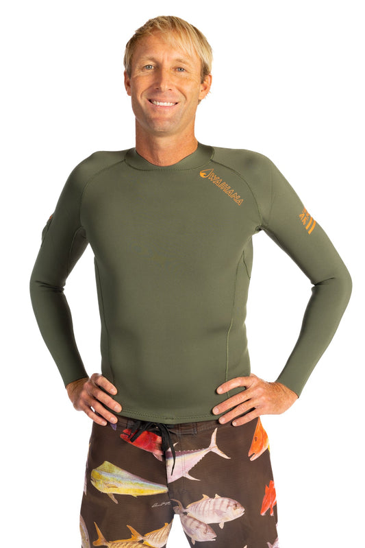 Men's Ranger Green Rear-zip Surf Top