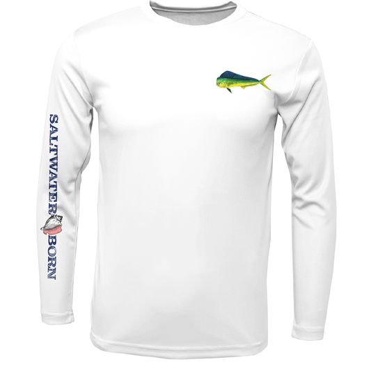Key West, FL Mahi on Chest Boy's Long Sleeve UPF 50+ Dry-Fit Shirt