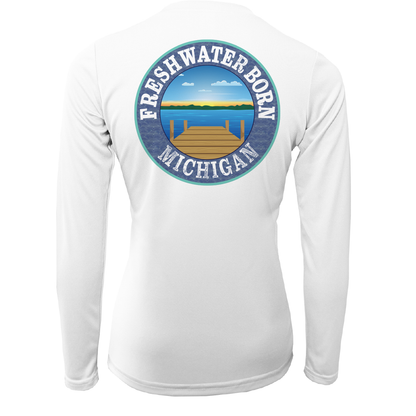 Michigan "Freshwater Hair Don't Care" Women's Long Sleeve UPF 50+ Dry-Fit Shirt