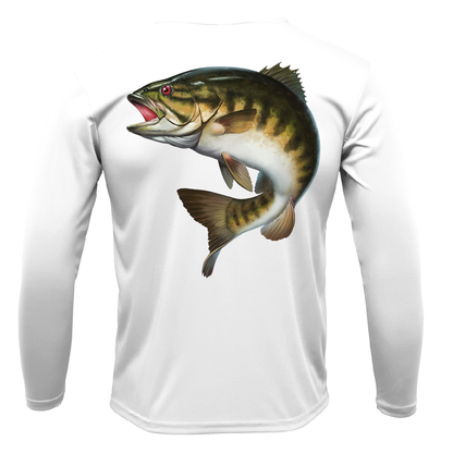 Michigan Freshwater Born Smallmouth Bass Boy's Long Sleeve UPF 50+ Dry-Fit Shirt
