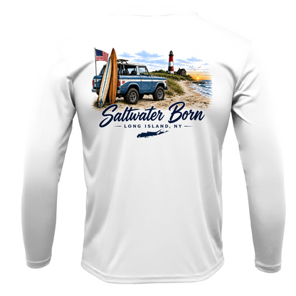 Long Island, NY Saltwater Born Beach Truck Men's Long Sleeve UPF 50+ Dry-Fit Shirt