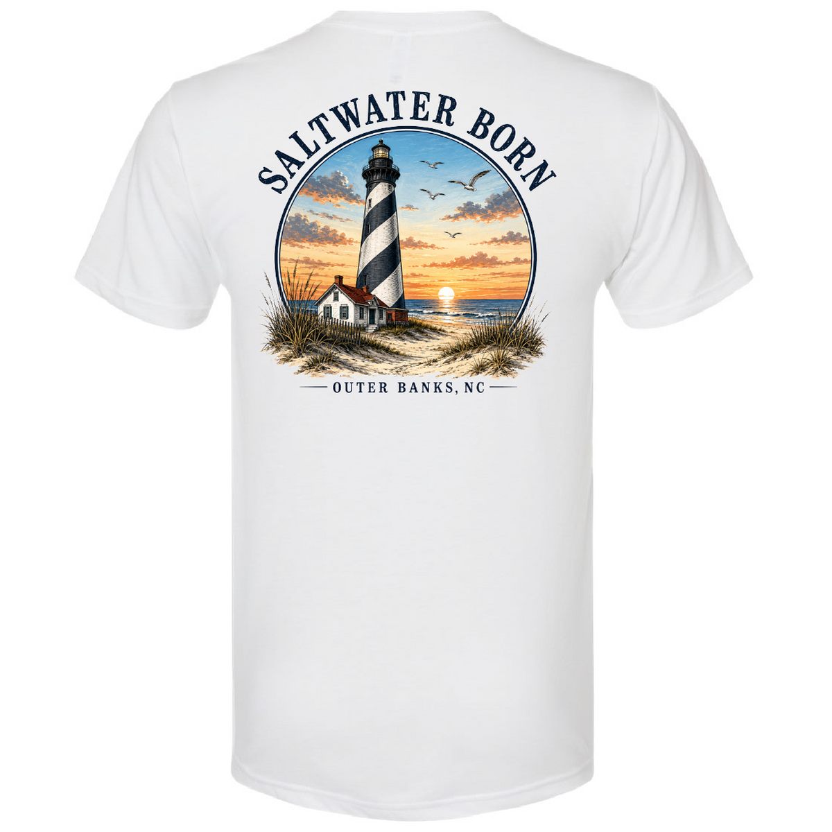 Saltwater Born Outer Banks, NC Lighthouse Triblend Tee