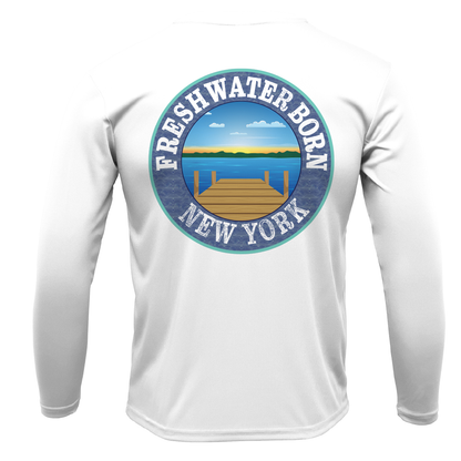 New York Freshwater Born Linear Logo Men's Long Sleeve UPF 50+ Dry-Fit Shirt