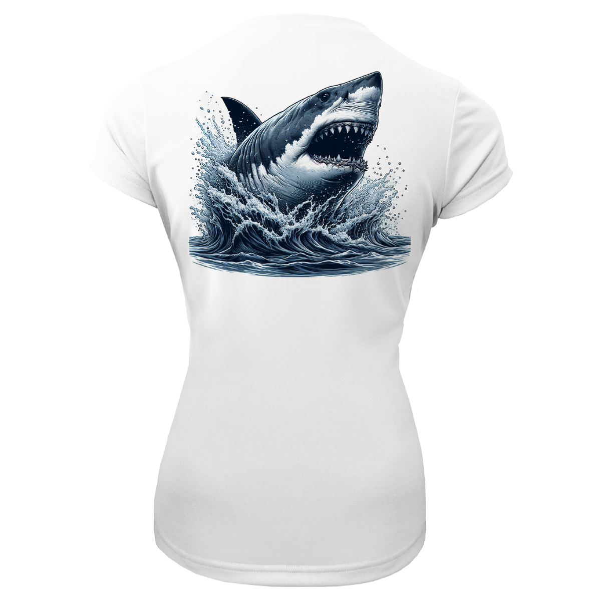Cape Cod, MA Jaws Women's Short Sleeve UPF 50+ Dry-Fit Shirt