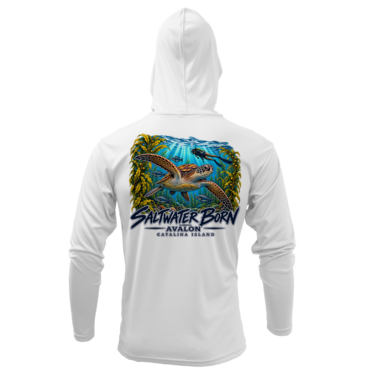 Avalon, CA Turtle Men's Long Sleeve UPF 50+ Dry-Fit Hoodie