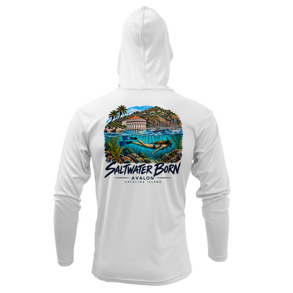 Avalon, CA Snorkeler Men's Long Sleeve UPF 50+ Dry-Fit Hoodie