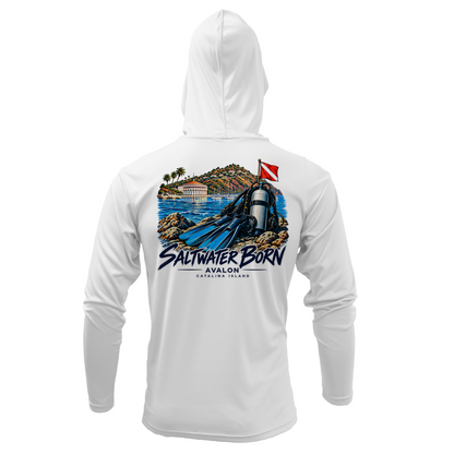 Avalon, CA Harbor Dive Days Men's Long Sleeve UPF 50+ Dry-Fit Hoodie