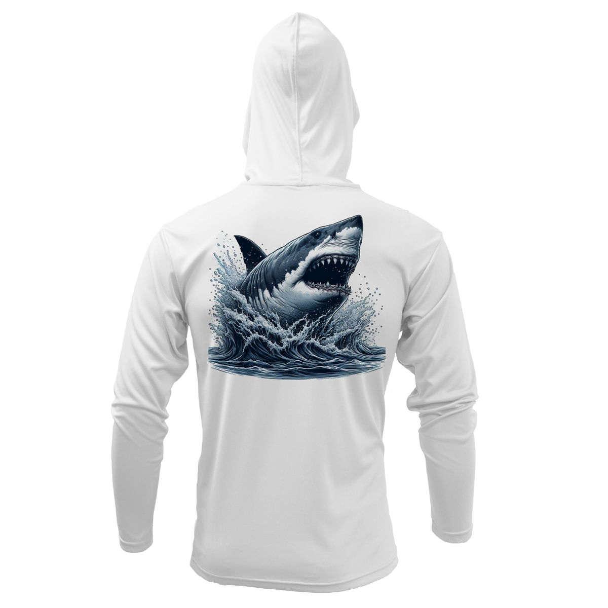Cape Cod, MA Jaws Men's Long Sleeve UPF 50+ Dry-Fit Hoodie