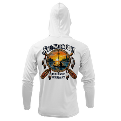 Indigenous People's Day Sunset Paddle Men's Long Sleeve UPF 50+ Dry-Fit Hoodie