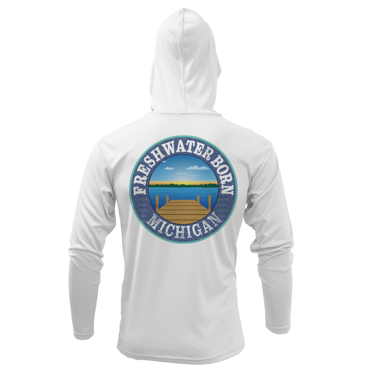 Michigan USA Freshwater Born Men's Long Sleeve UPF 50+ Dry-Fit Hoodie