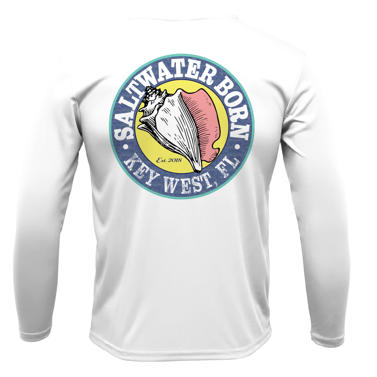 Key West, FL Saltwater Born Linear Logo Long Sleeve UPF 50+ Dry-Fit Shirt