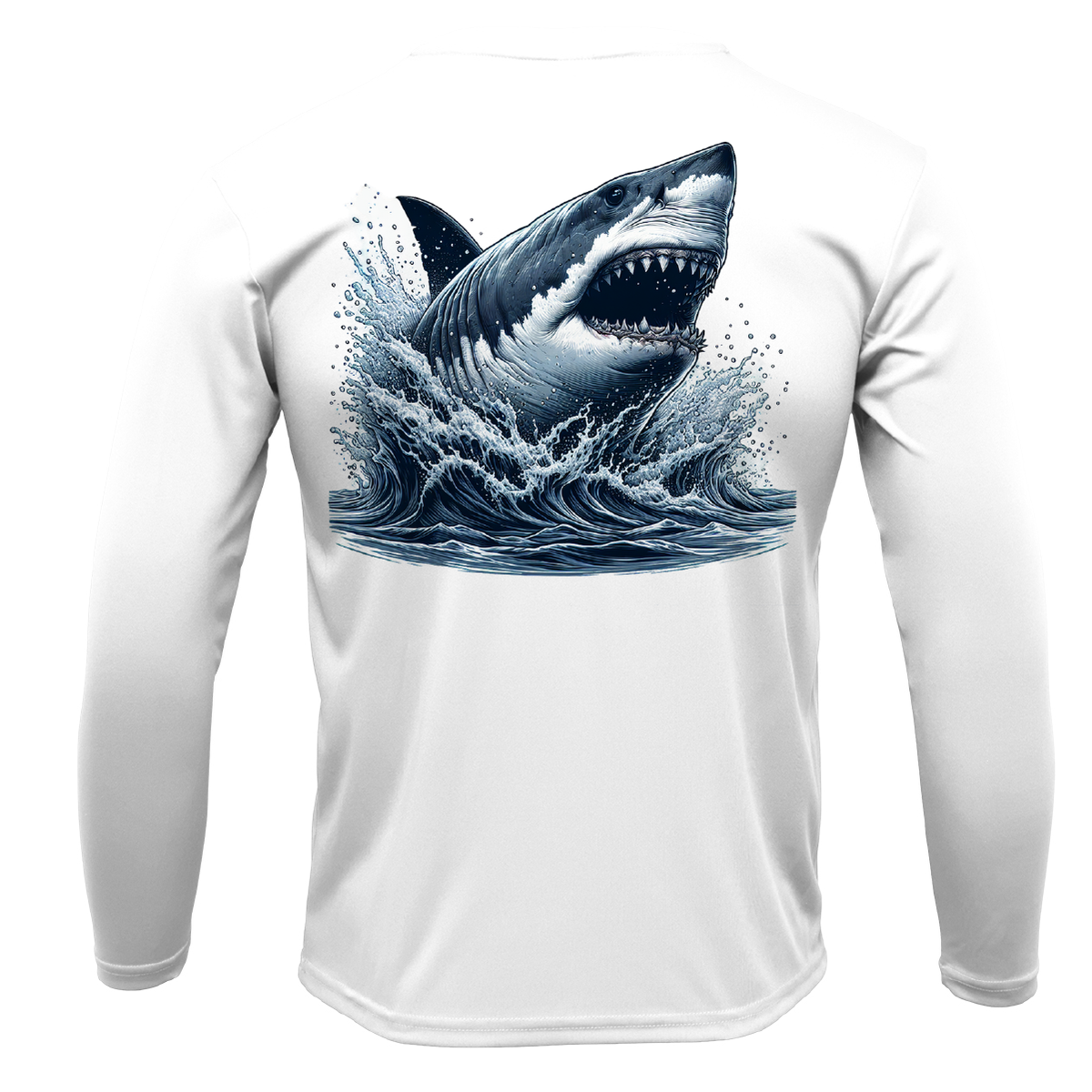 Cape Cod, MA Jaws Men's Long Sleeve UPF 50+ Dry-Fit Shirt