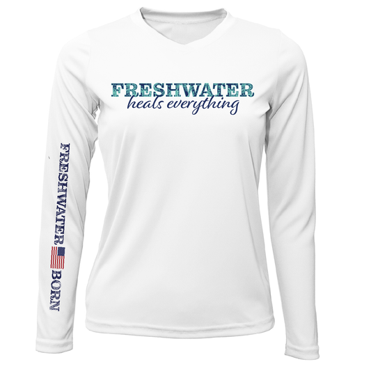 Michigan "Freshwater Heals Everything" Women's Long Sleeve UPF 50+ Dry-Fit Shirt