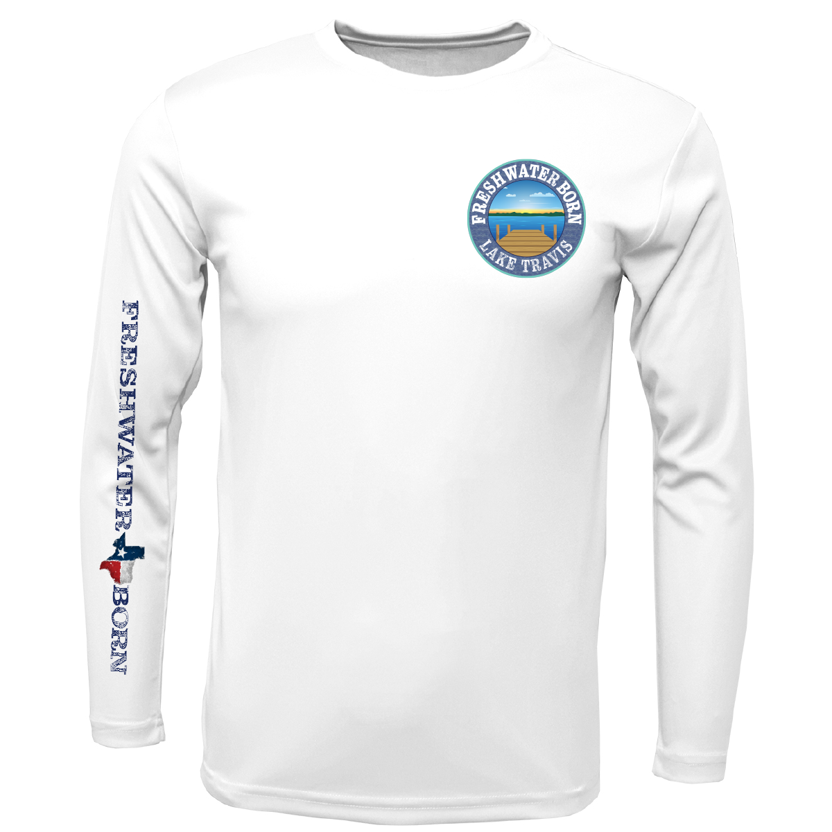 Lake Travis Freshwater Born State of Texas Men's Long Sleeve UPF 50+ Dry-Fit Shirt