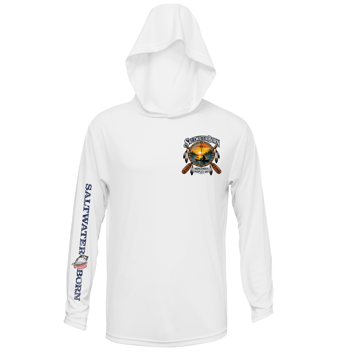 Indigenous People's Day Sunset Paddle Men's Long Sleeve UPF 50+ Dry-Fit Hoodie