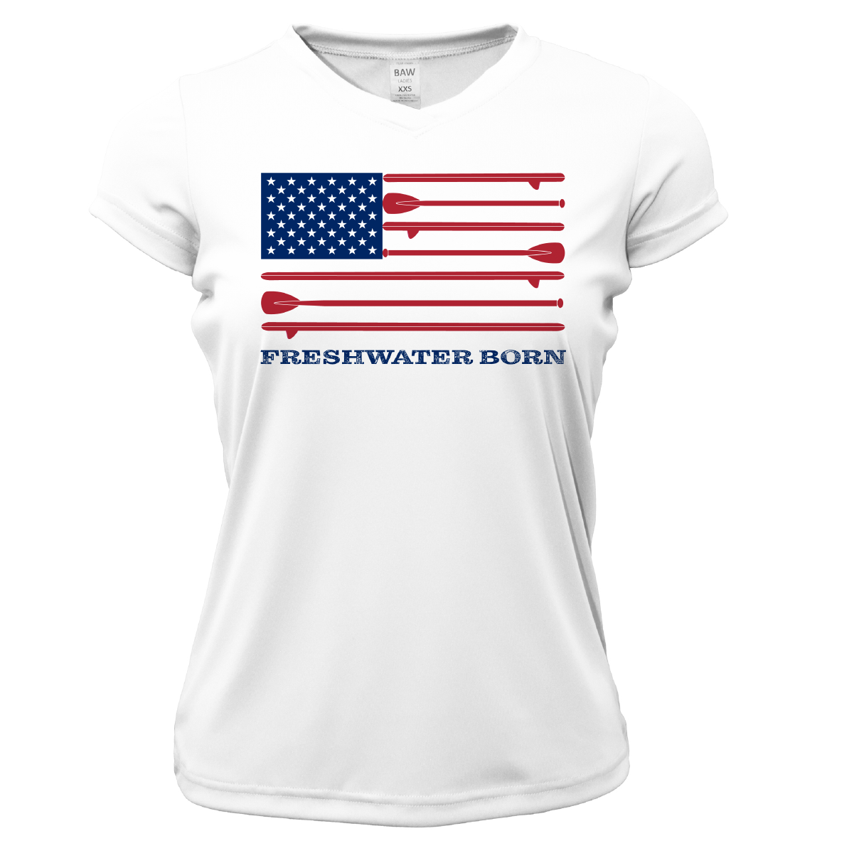 Lake Travis Freshwater Born SUP Flag Women's Short Sleeve UPF 50+ Dry-Fit Shirt