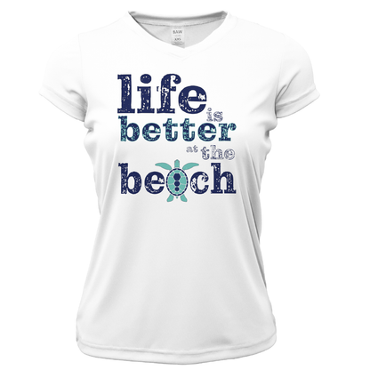 St. Pete Beach, FL "Life is Better At The Beach" Turtle Women's Short Sleeve UPF 50+ Dry-Fit Shirt