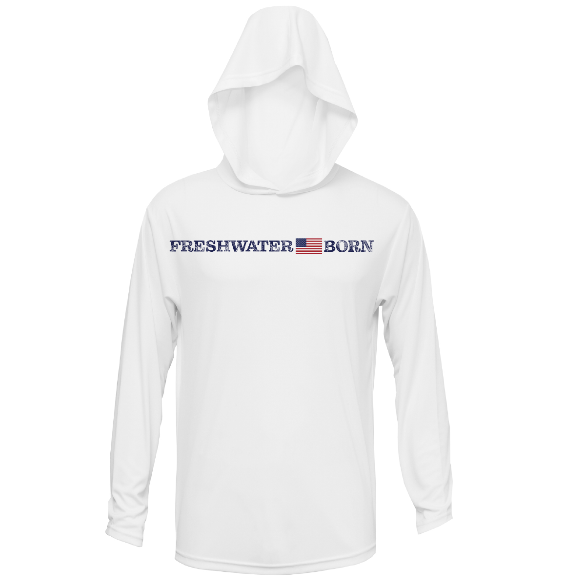 Michigan Freshwater Born Men's Linear Logo Long Sleeve UPF 50+ Dry-Fit Hoodie