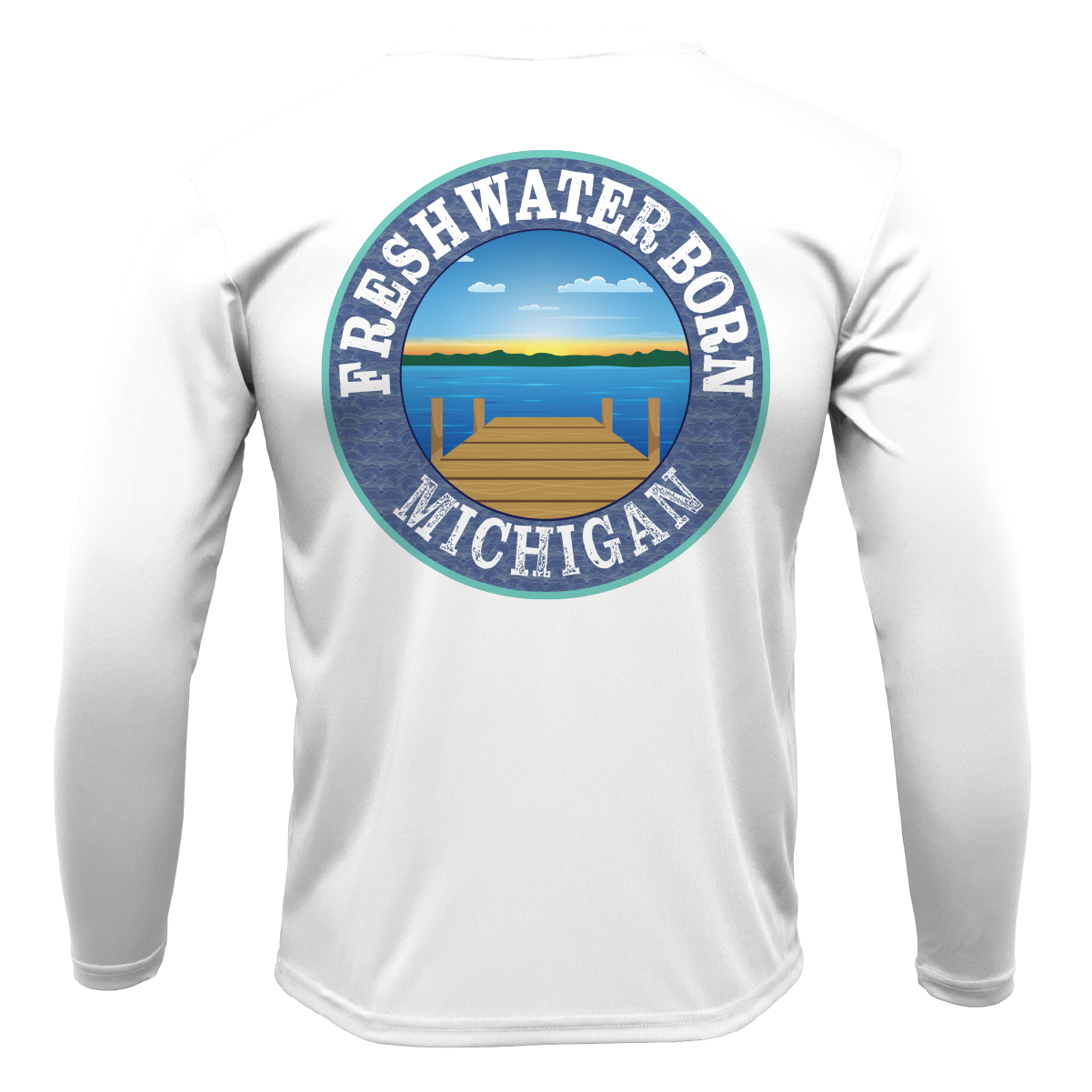 Michigan USA Freshwater Born Men's Long Sleeve UPF 50+ Dry-Fit Shirt